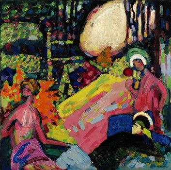Notice the vivid use of color in Wassily Kandinsky's painting 